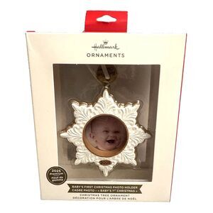 Hallmark BABY's First Christmas Snowflake Photo Frame Ornament NWT ***